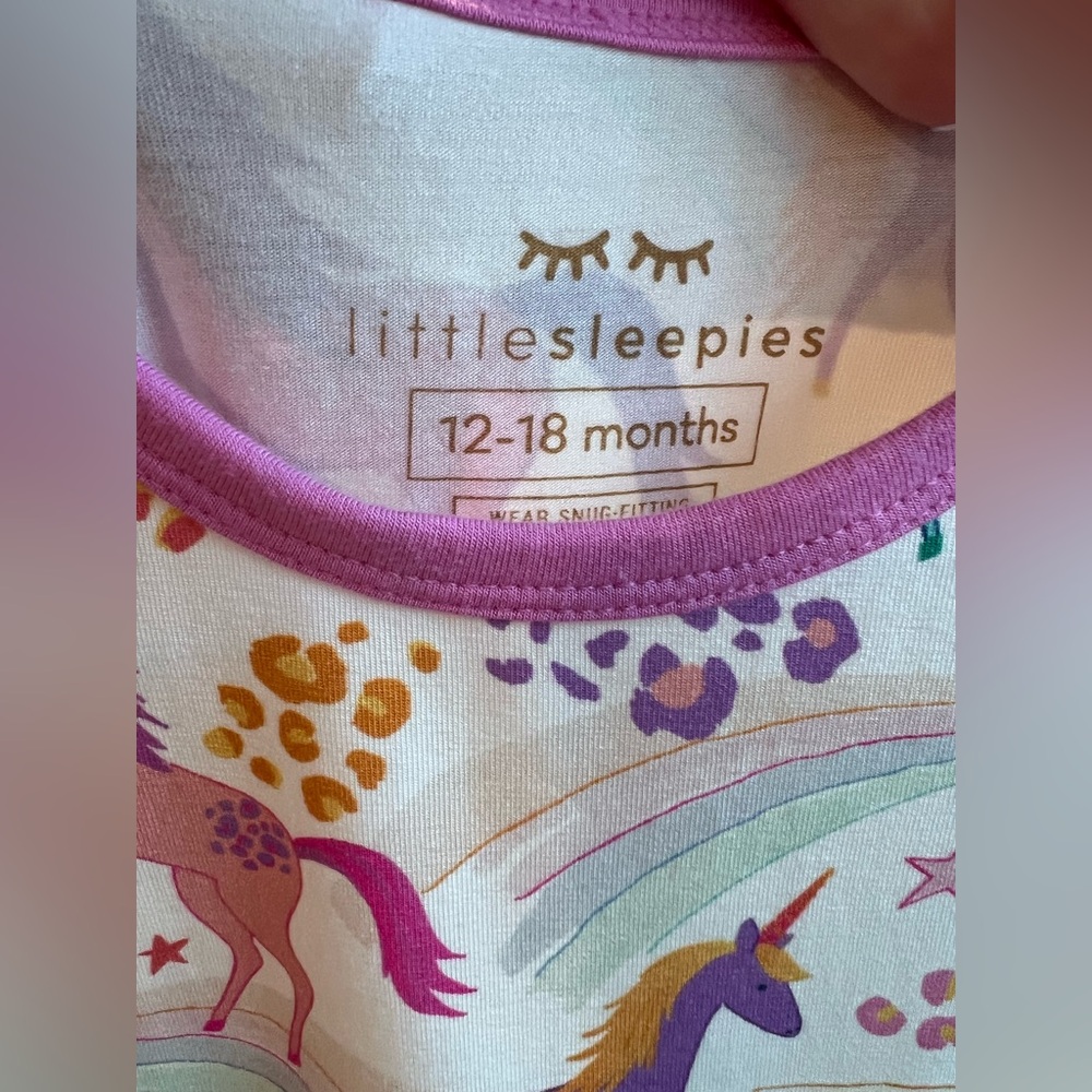 Little Sleepies Unicorn Magic Two Piece Short Sleeve & Short Pajama Set 12-18M - Picture 3 of 8